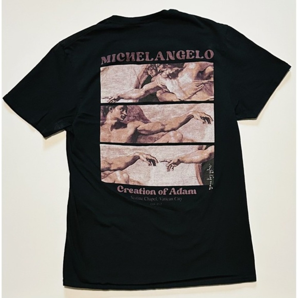 Bowery‎ Supply Co Michelangelo Creation of Adam Graphic Mens Black Medium Shirt